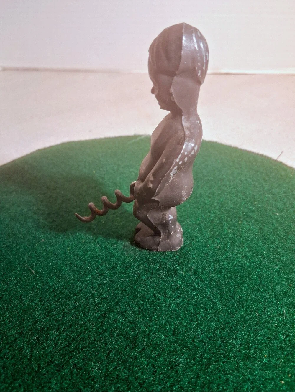 Vintage Cast Iron Cork Screw Little Boy Peeing